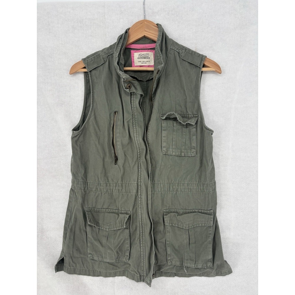 Ashley by 26 International Outerwear Utility Vest Jacket Green Womens Sz M